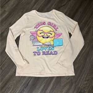 Kids Long Sleeve Shirt - Light Pink with Emoji Design